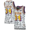 Shaquille O'Neal Los Angeles Lakers Women's 1996 Doodle Swingman Jersey White Exceptionnel