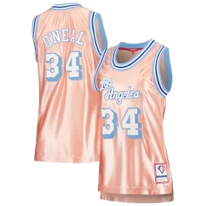 Shaquille O'Neal Los Angeles Lakers Women's 75th Anniversary Rose Incontournable Gold 1996 Swingman Jersey Pink