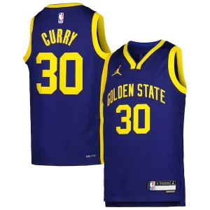 Stephen Curry Golden Personalisable State Warriors Jordan Brand Youth Swingman Jersey Statement Edition Blue