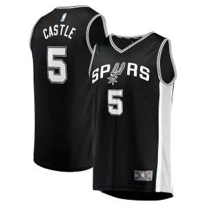 Stephon Castle San Antonio Spurs 2024 NBA Draft Fast Break Player Jersey Icon Edition Black Sophistiqué