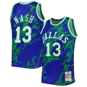 Steve Nash Dallas Unique Mavericks 1998/99 Hardwood Classics Marble Swingman Jersey Blue