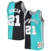 Tim Duncan San Antonio Collectible Spurs Hardwood Classics 1998/99 Split Swingman Jersey Black/Teal