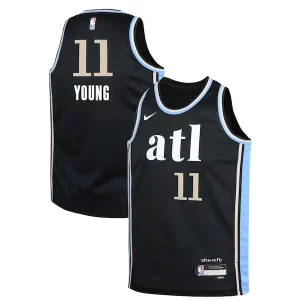 Trae Young Atlanta Hawks Exclusif Nike Youth Swingman Replica Jersey City Edition Black