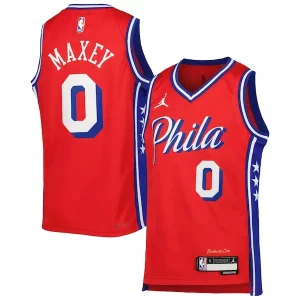 Tyrese Maxey Philadelphia 76ers Premium Jordan Brand Youth Swingman Jersey Statement Edition Red