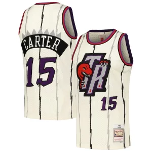 Vince Carter Toronto Éclatant Raptors Chainstitch Swingman Jersey Cream