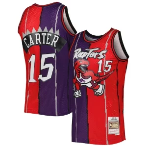 Vince Carter Toronto Raptors Hardwood Classics 1998/99 Split Swingman Jersey Unique Purple/Red