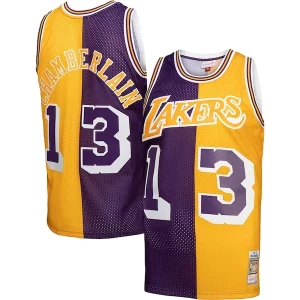 Wilt Chamberlain Los Angeles Lakers Hardwood Classics 1971/72 Split Swingman Éclatant Jersey Purple/Gold
