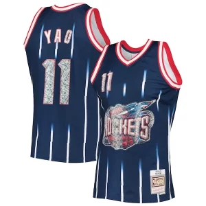 Yao Ming Houston Rockets 2002/03 Hardwood Classics NBA Moderne 75th Anniversary Diamond Swingman Jersey Navy
