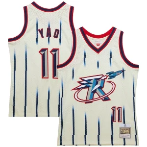 Yao Ming Houston Rockets Chainstitch Swingman Jersey Cream Unique