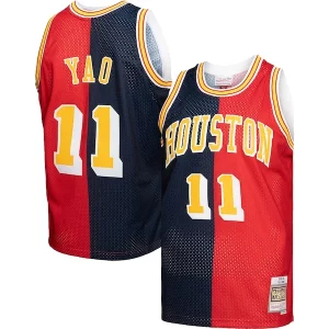 Yao Splendide Ming Houston Rockets Hardwood Classics 2004/05 Split Swingman Jersey Navy/Red