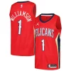 Zion Stylish Williamson New Orleans Pelicans Jordan Brand Swingman Player Jersey Statement Edition Red